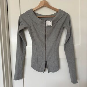 We The Free Heather Grey Ribbed Crewneck Top NWT XS